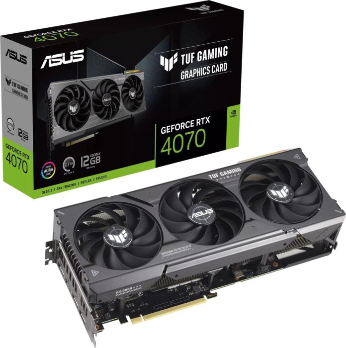 GeForce PCI-E RTX4070 Asus 12GB GDDR6X TUF Gaming [TUF-RTX4070-12G-GAMING] (1xHDMI 2.1a, 3xDP 1.4a) (192-bit, PCI-E 4.0)
