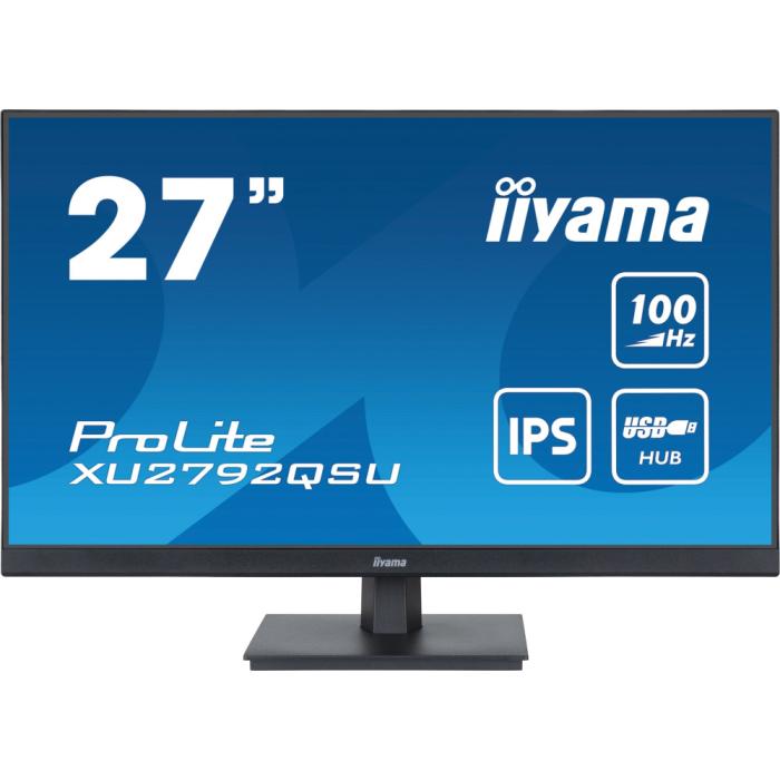 27’’ Iiyama ProLite XU2792QSU-B6 (IPS LED, 2560x1440, 250, 0,4ms, 100Hz) (HDMI, DP, 4xUSB 3.0, Audio) vesa, głośniki (2x2W), czarny