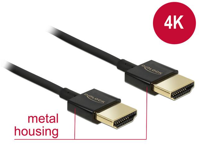 Delock Kabel HDMI M / HDMI M High Speed Ethernet Slim Premium 4K 3D (0.25m) [85117]