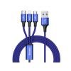 Baseus 3w1 kabel ładowania i transmisji (3A) USB micro, Lightning, USB-C (M) / USB (M) (1.2 m) (niebieski) [CAMLT-SU13]