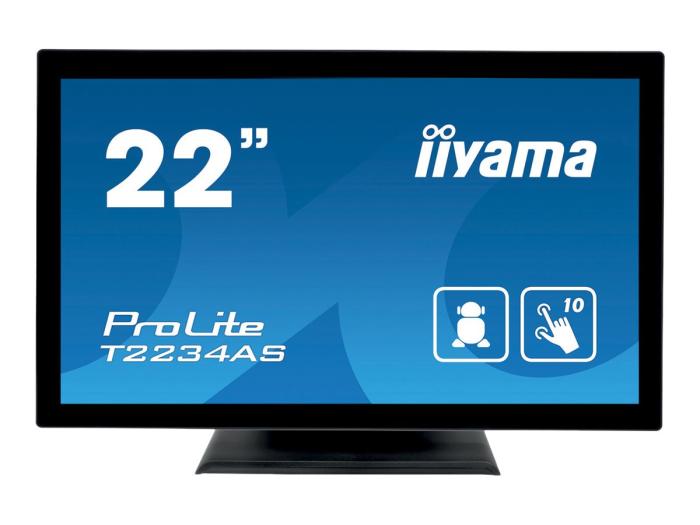 22’’ Iiyama T2234AS-B1 (IPS dotykowy, 1920x1080, 350, 1000:1, 8ms, 60Hz) (HDMI, 2xUSB 2.0 OTG, 2xUSB 3.0, LAN) (VESA) głośniki, pivot, czarny