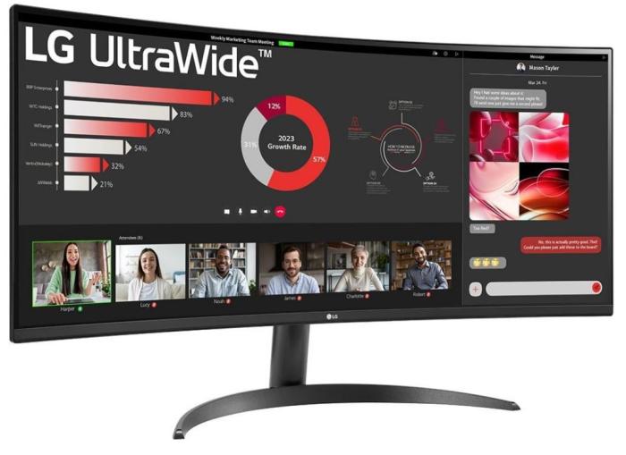34’’ LG 34WR50QC-B (VA LED, 3440x1440, 300, 5ms, 99%sRGB, HDR10, 100Hz) (2xHDMI 2.0, 1xDP 1.4) czarny
