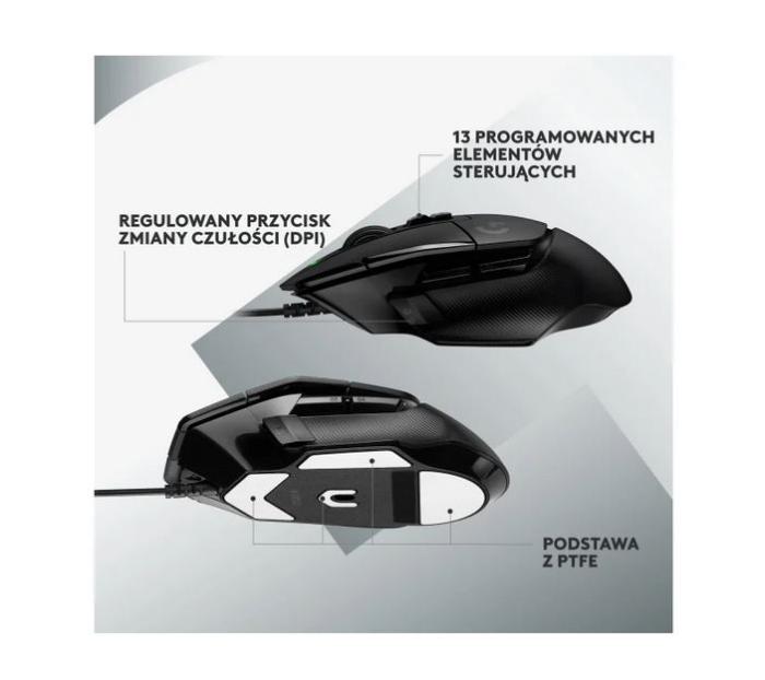 Logitech G502 X Czarna 25600dpi 40G (optyczna, 1, 13) [910-006138]