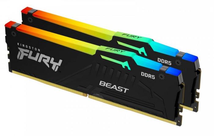 DDR5 32GB (2x16GB) 5200 MHz Kingston Fury Beast RGB CL40 40-40-40 1.25V [KF552C40BBAK2-32]
