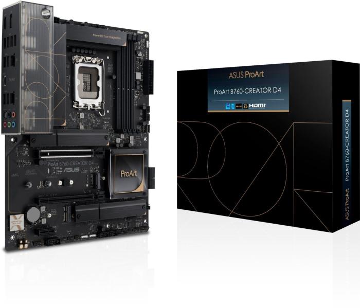 Asus PROART B760-CREATOR D4 (Intel B760) [S1700, 4xDDR4 do 5333MHz, (HDMI 2.1, DP 1.4) (3xM.2, 1xPCIe 5.0 x16, 1xPCIe 4.0 x16 (x4), 1xPCIe 3.0 x1), ATX]