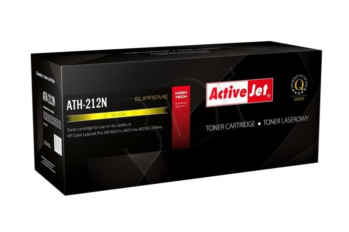 ATH-212N (131A) - yellow, toner ActiveJet, wydajność 1800 stron (zamiennik CF212A) do drukarek (HP LaserJet Pro 200 Color M251n, M251nw,HP LaserJet Pro 200 Color MFP M276n, M276nw)