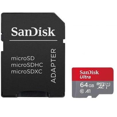 Secure Digital 64GB Sandisk Micro SDXC UHS-I Class 10 A1 + adapter (140MB/s) [SDSQUAB-064G-GN6IA]