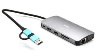 Stacja dokująca I-TEC USB-C Metal Nano Dock 2xHDMI 1xVGA 1xSD Cardreader 1xmicroSD Cardreader 1xGLAN 3xUSB 2.0 1xUSB 3.2 1xUSB-C3.2Data 1xUSB-C PD [CANANOTDOCKPD]