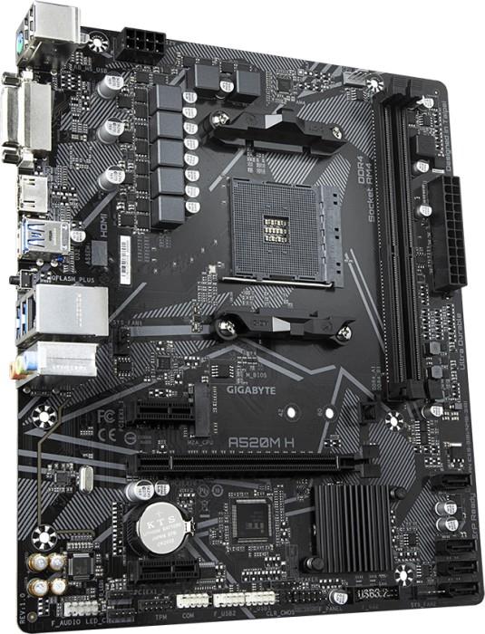 Gigabyte A520M H (AMD A520) [AM4, 2xDDR4 do 5100MHz, (DVI, HDMI 2.1) (1xM.2, 1xPCIe 3.0 x16, 1xPCIe 3.0 x1), micro ATX]