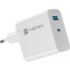 Ładowarka sieciowa Natec Ribera GaN 65W Quick Charge 3.0 1xUSB-C/1xUSB-A (5V-20V/3.25A/65W) (do laptopów z Power Delivery) (biały) [NUC-2144]