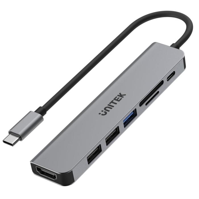 Unitek H1118A USB-C Hub (3xUSB 3.1, 1xHDMI 4K 30Hz, USB-C PD100W, czytnik kart)