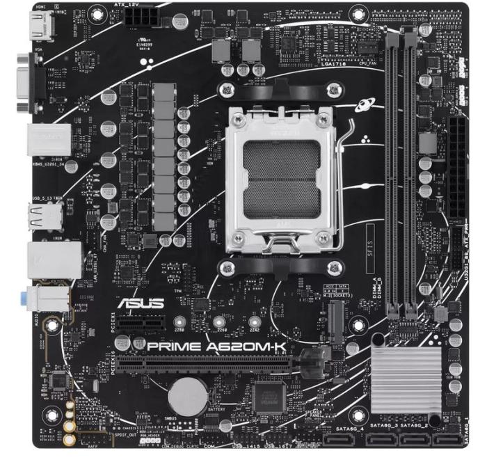 Asus PRIME A620M-K (AMD A620) [AM5, 2xDDR5 do 7200MHz, (VGA, HDMI 2.1) (1xM.2, 1xPCIe 4.0 x16, 1xPCIe 3.0x1), micro ATX]