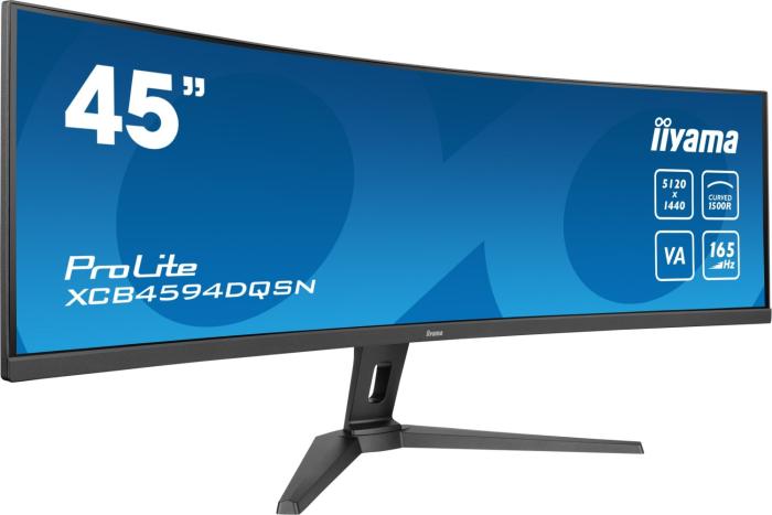 45’’ Iiyama ProLite XCB4594DQSN-B1 (VA LED, 5120x1440, 450, 0.8ms, 100%sRGB, HDR400, 165Hz) (2xHDMI 2.1, 1xDP 1.4, 1xUSB-C 3.0/DP 1.4, 3xUSB-A 3.0) głośniki (2x3W), czarny