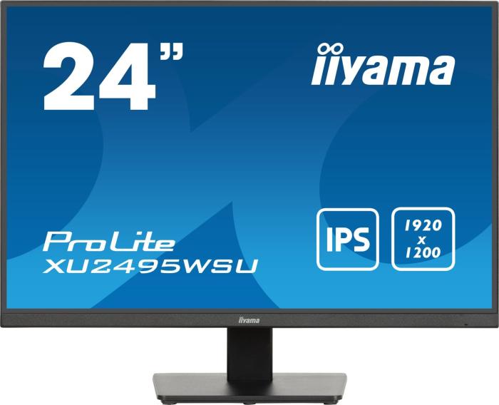 24.1 (24) Iiyama ProLite XU2495WSU-B7 (IPS LED, 1920x1200, 300, 4ms, sRGB 99%, 100Hz) (HDMI 1.4, DP 1.2, Audio, 3xUSB-A 3.2 Gen1, 1xUSB-C 5Gbps 15W) głośniki (2x2W), czarny