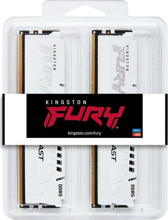 DDR5 64GB (2x32GB) 6000 MHz Kingston Fury Beast White XMP CL30 30-36-36 1.4V [KF560C30BWK2-64]