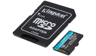 Secure Digital 512GB Kingston Micro SDXC CANVAS Go Plus Gen4 A2 U3 UHS-I V30 Class 10 + adapter (200/160MB/s) [SDCG4/512GB]