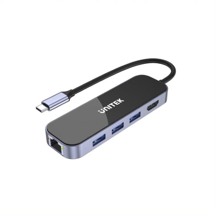Unitek D1084A USB-C (3xUSB 3.1 5Gpbs, 1xUSB-C, 1xHDMI, 1xRJ45 1Gbit) (15 cm)