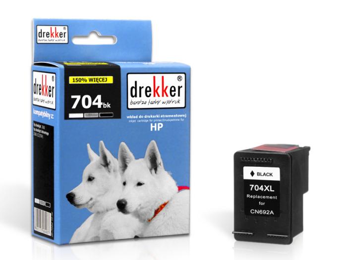 DH-704BK (704) - czarny wkład z atramentem Drekker, 15 ml, 1200 stron (zastępuje CN692AE) (hp deskjet 2060, hp deskjet Advantage 2060 (CQ750A), HP Deskjet Ink Advantage 2010 (K010)