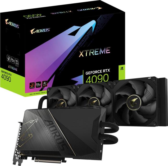 GeForce PCI-E RTX4090 Gigabyte 24GB GDDR6X Aorus Xtreme Waterforce [GV-N4090AORUSX W-24GD] (1xHDMI 2.1, 3xDP 1.4a) (384-bit, PCI-E 4.0)
