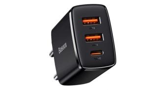 Baseus Quick Charge 3.0 PD uniwersalna ładowarka (zasilacz) sieciowa 230V / 2xUSB, 1xUSB-C (max. 5V 3A 30W) [CCXJ-E01]