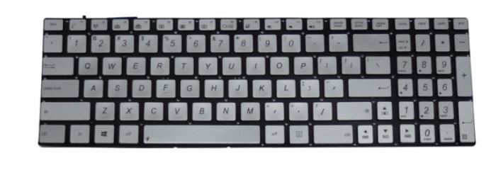 Klawiatura do notebooka Asus N550 N550J N550JA N550JK N550JV N550LF N750 N750J N750JK N750JV Q550 Q550L Q550LF podświetlana srebrna bez ramki [0KN0-N43US23, 0KNB0-6629US00, 0KN0-6628KO00 / K546]