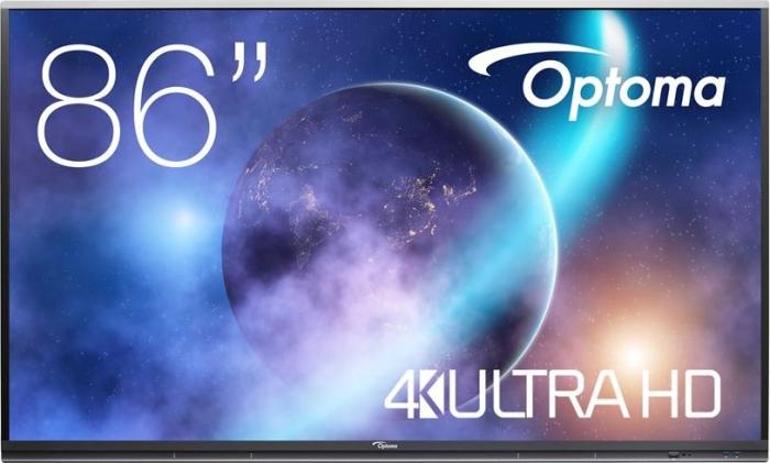 86’’ Optoma 5862RK (monitor interaktywny) (3840x2160, 420, 6ms, 60Hz) (VGA, 3xHDMI 2.0, 2xRJ45, USB-C, 4xUSB 3.0, USB 2.0) głośniki, czarny
