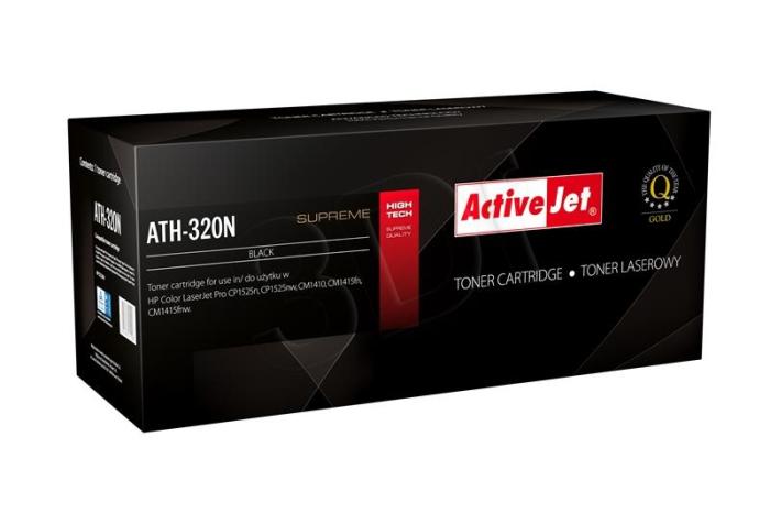 ATH-320N (128A) - czarny toner ActiveJet, wydajność 2000 stron (zamiennik CE320A), do drukarek (HP CLJ Pro CP1525n, CP1525nw, CM1415fn, CM1415fnw. Kaseta z bębnem.)