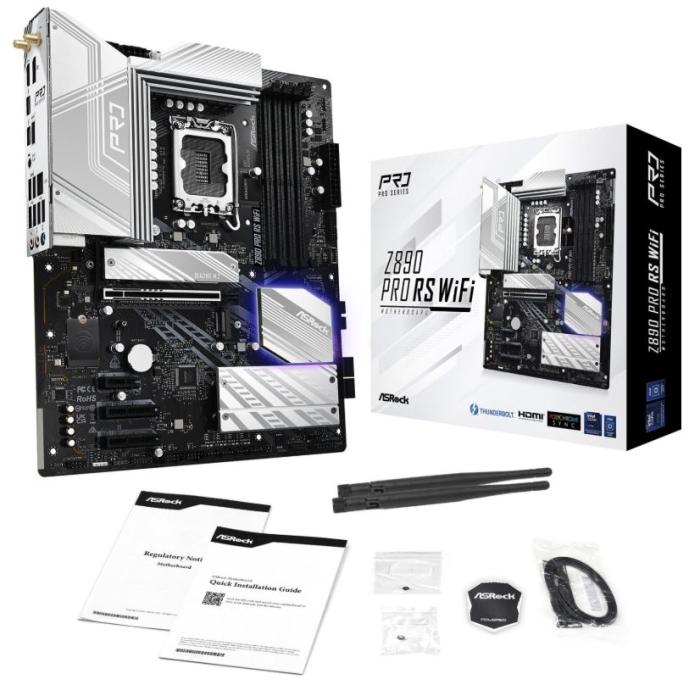 Asrock Z890 Pro RS WiFi (Intel Z890) [S1851, 4xDDR5 do 9066MHz, (HDMI 2.1, DP 1.4) (4xM.2, 1xPCIe 5.0 x16, 2xPCIe 4.0 x4, 1xPCIe 4.0 x1), WiFi6E, BT 5.3, ATX]