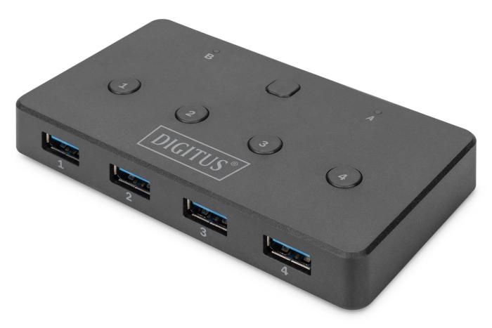 Przełącznik Digitus USB 3.0, 2 PC - 4 Urządzenia, zasilanie USB-C [DA-73301]