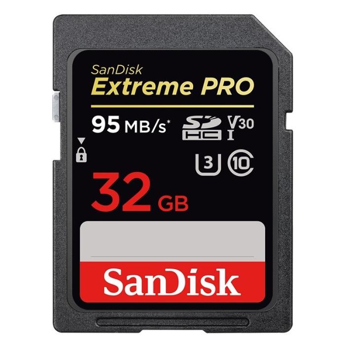 Secure Digital 32GB Sandisk SDHC Extreme Pro Class 10 UHS-I U3 V30 (95MB/s) [SDSDXXG-032G-GN4IN]