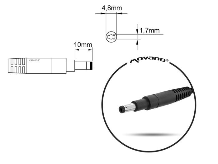 Movano zasilacz do laptopa HP 19.5V / 3.33A / 65W z wtyczką 4.8x1.7mm [HP195333]