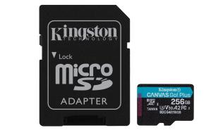 Secure Digital 256GB Kingston Micro SDXC CANVAS Go Plus Gen4 A2 U3 UHS-I V30 Class 10 + adapter (200/160MB/s) [SDCG4/256GB]