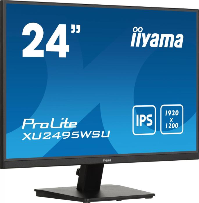 24.1 (24) Iiyama ProLite XU2495WSU-B7 (IPS LED, 1920x1200, 300, 4ms, sRGB 99%, 100Hz) (HDMI 1.4, DP 1.2, Audio, 3xUSB-A 3.2 Gen1, 1xUSB-C 5Gbps 15W) głośniki (2x2W), czarny