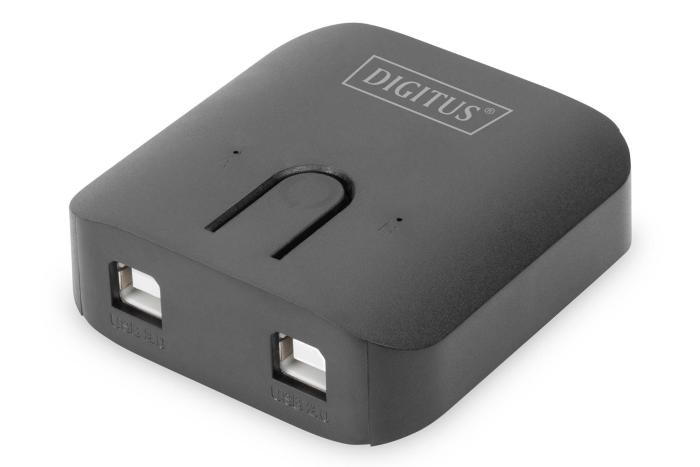 Przełącznik Digitus USB 2.0, 2 PC - 1 Urządzenie, samozasilający [DA-70135-3]