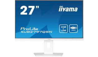 (27) Iiyama ProLite XUB2797QSN-W2 (IPS LED, 2560x1440, 300, 1ms, 99%sRGB, 100Hz) (HDMI 2.0, DP 1.4, 3xUSB-A, USB-A, Audio, LAN) pivot, głośniki, biały