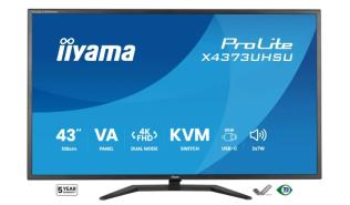 (43) 42.5 Iiyama ProLite X4373UHSU-B2 (IPS, 3840x2160, 450, 3ms, 60Hz) (2xHDMI, 1xDP , 2xUSB-A 3.2, audio) głośniki, czarny