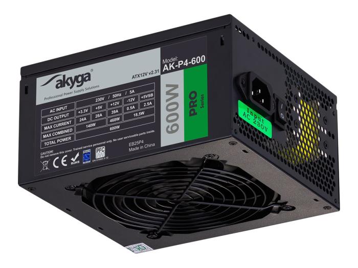 Akyga Pro Semi-Modular (600W) (1x120mm) Modularny (CPU 1x4+4) (PCI-E 2x6+2) (2xMolex, 5xSATA) [AK-P4-600]