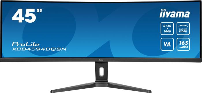 45’’ Iiyama ProLite XCB4594DQSN-B1 (VA LED, 5120x1440, 450, 0.8ms, 100%sRGB, HDR400, 165Hz) (2xHDMI 2.1, 1xDP 1.4, 1xUSB-C 3.0/DP 1.4, 3xUSB-A 3.0) głośniki (2x3W), czarny