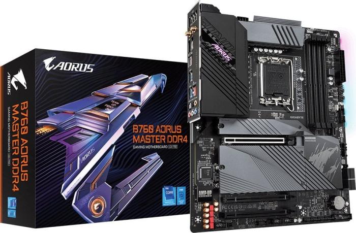 Gigabyte B760 AORUS MASTER DDR4 (Intel B760) [S1700, 4xDDR4 do 5333MHz, (HDMI 2.0, DP 1.2) (3xM.2, 1xPCIe 4.0 x16, 1xPCIe 3.0 x16 (x4), 1xPCIe 3.0 x16 (x1)), WiFi 6E, BT 5.3, ATX]