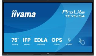 (75) Iiyama ProLite TE7515A-B1AG (IPS, 3840x2160, 550, 8ms, 60Hz) (2 x HDMI 2.0 / 1 x DisplayPort 1.2) głośniki