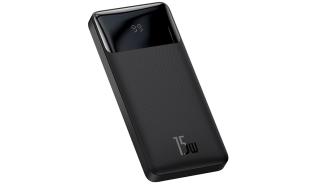Power Bank BASEUS Bipow 10000mAh, 2xUSB, USB-C 15W, micro USB (czarny) [PPDML-I01]