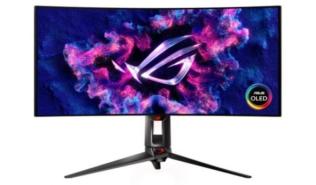 (34) Asus ROG Swift OPG34WCDM (OLED zakrzywiony, 3440x1440, 1300, 0.03ms, 135%sRGB, HDR400, 240Hz) (2xHDMI 2.1, 2xDP 1.4, 1xUSB-C 3.0/DP, 2xUSB-A 3.0, 1xUSB A 2.0) czarny