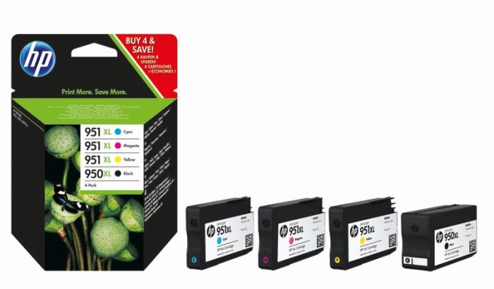 C2P43AE (950XL Black, 951XL Cyan, Magenta, Yellow 4-pack Original Ink Cartridges, do drukarek (hp officejet pro 8100, hp officejet 8600, HP Officejet Pro 8600, 8600 Plus, HP Officejet Pro 251dw, 276dw)
