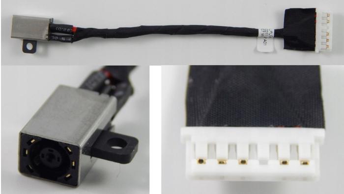 Gniazdo zasilania z kablem do wtyczki 4.5x3.0mm do notebooków Dell Inspiron 15 3467 3567 3465 3565 / Vostro 3568 3468 P63F P47F / 6Pin dł. 11,5cm [FWGMM 0FWGMM 450.09W05.0001 450.09W05.0011]