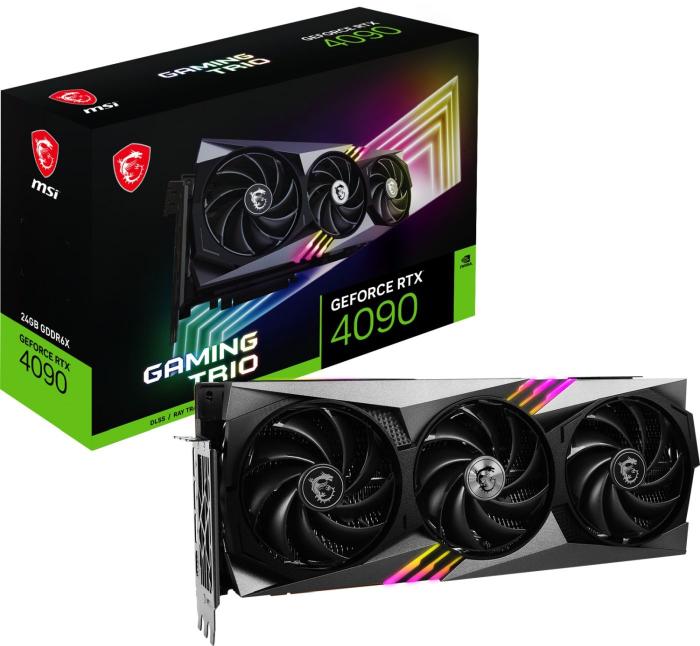 GeForce PCI-E RTX4090 MSI 24GB GDDR6X Gaming Trio [RTX 4090 GAMING TRIO 24G] (1xHDMI 2.1, 3xDP 1.4a) (384-bit, PCI-E 4.0)