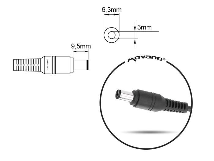 Movano zasilacz samochodowy do laptopa TOSHBA 15V / 5A / 75W z wtyczką 6.3x3.0mm [ZZ/S/TOS155]
