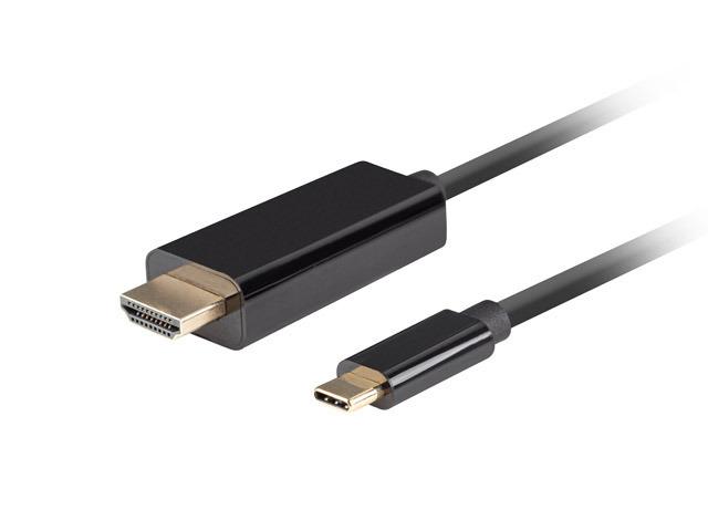Lanberg Kabel USB-C 3.2 Gen2 (M) / HDMI 2.0 (M) 3980x2160 60Hz, 1920x1080 144Hz (czarny) (1.8 m) [CA-CMHD-10CU-0018-BK]