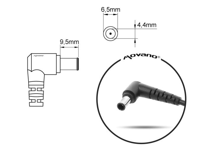 Movano zasilacz do laptopa FUJITSU-SIEMENS, SONY 16V / 4A / 64W z wtyczką 6.5x4.4mm [SON164]