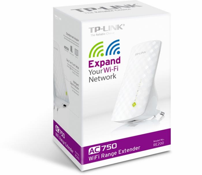 TP-Link Wireless Range Extender Dual-Band 802.11g,n,ac 300/433Mbps/s [RE200]