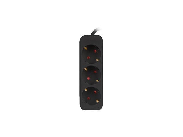 Lanberg PS0 Schuko (1.5m) czarny (3 gniazda bez wyłącznika) [PS0-03F-0150-BK]